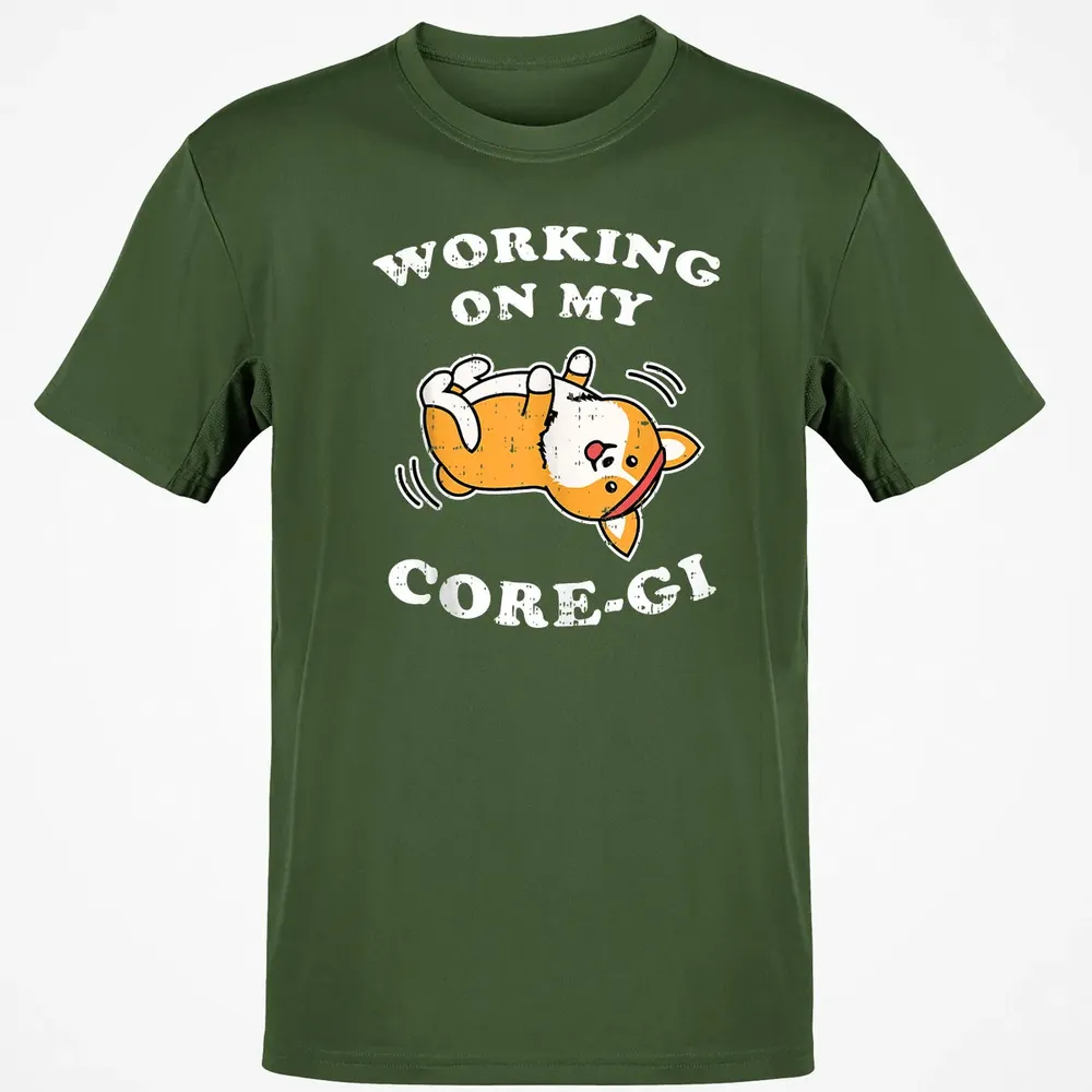Working Core Gi Workout Cute Black Corgi Dog Fitness Gift Classic Unisex T-Shirt - 7