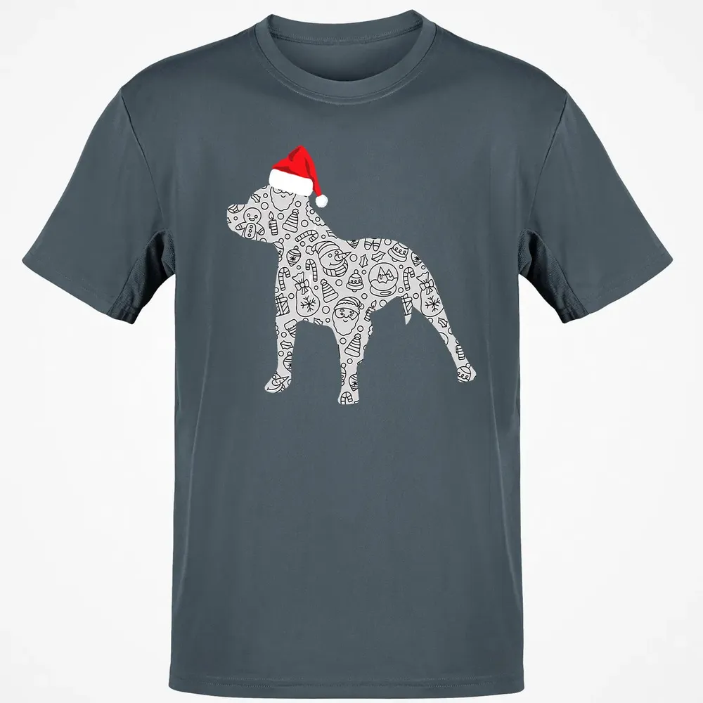 Santa Hat Pitbull Christmas  Dog Lover Christmas Gift Classic Unisex T-Shirt - 4