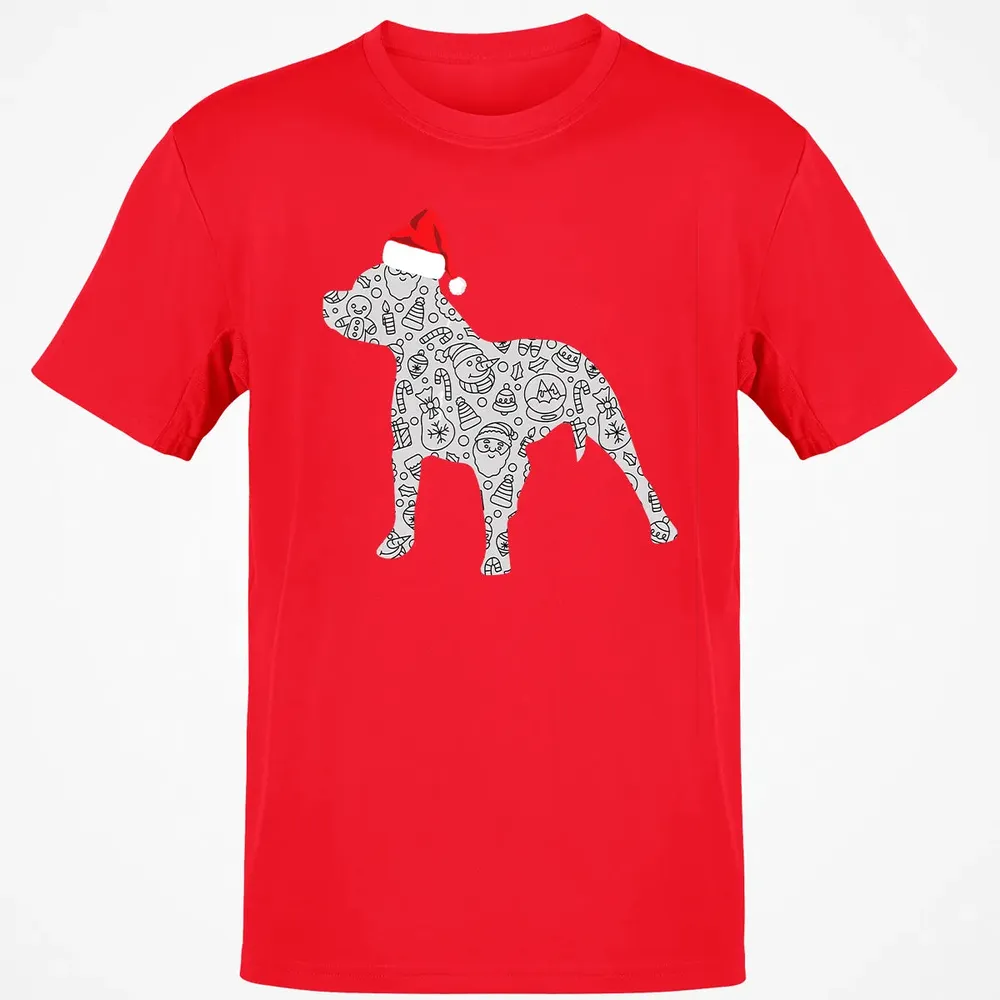 Santa Hat Pitbull Christmas  Dog Lover Christmas Gift Classic Unisex T-Shirt - 11