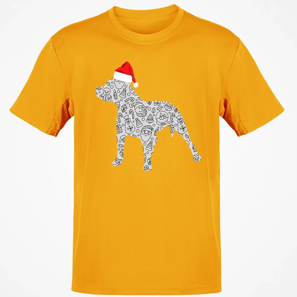 Santa Hat Pitbull Christmas  Dog Lover Christmas Gift Classic Unisex T-Shirt - 5