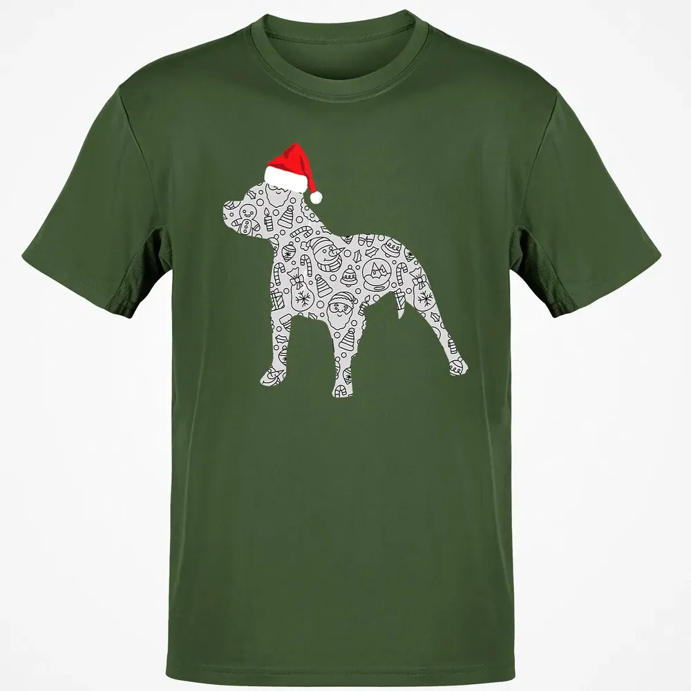 Santa Hat Pitbull Christmas  Dog Lover Christmas Gift Classic Unisex T-Shirt - 7