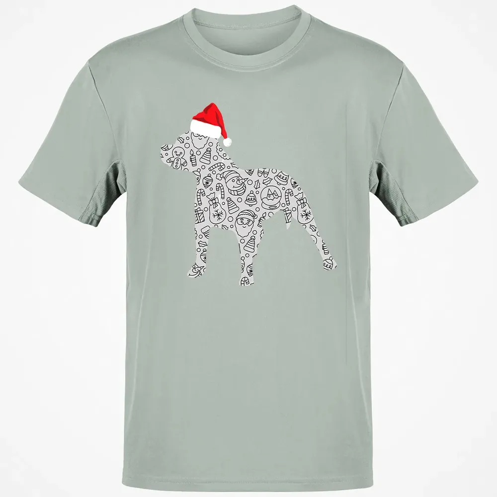 Santa Hat Pitbull Christmas  Dog Lover Christmas Gift Classic Unisex T-Shirt - 3
