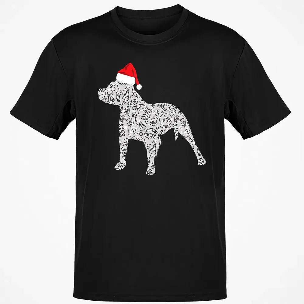 Santa Hat Pitbull Christmas  Dog Lover Christmas Gift Classic Unisex T-Shirt - 2