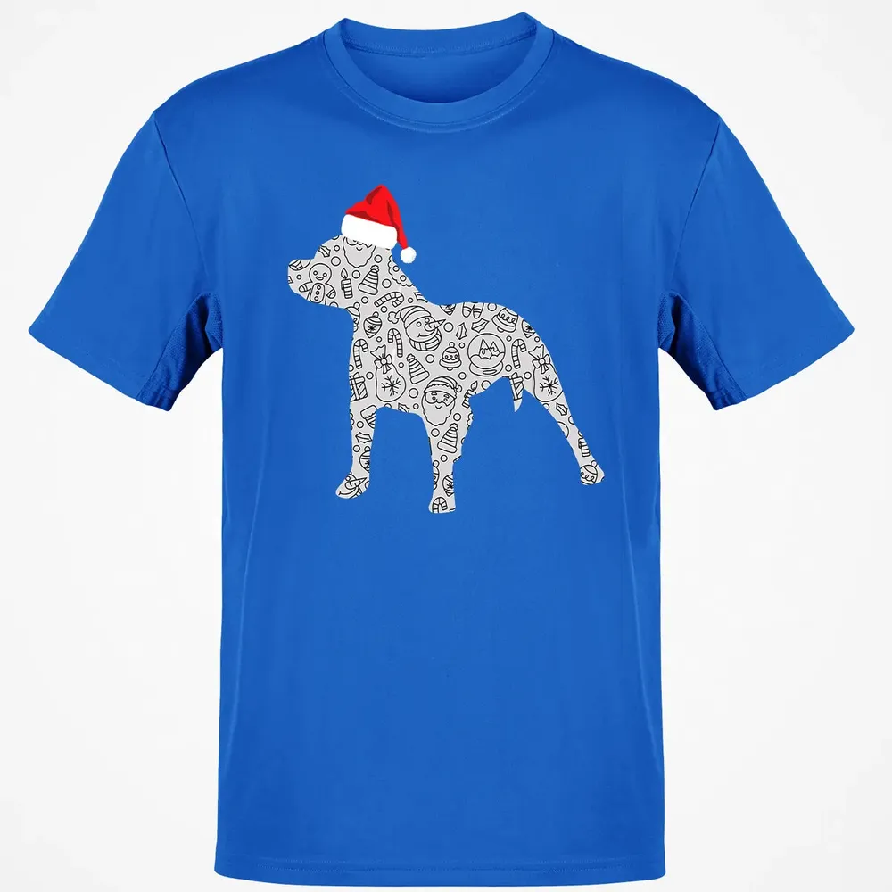 Santa Hat Pitbull Christmas  Dog Lover Christmas Gift Classic Unisex T-Shirt - 12