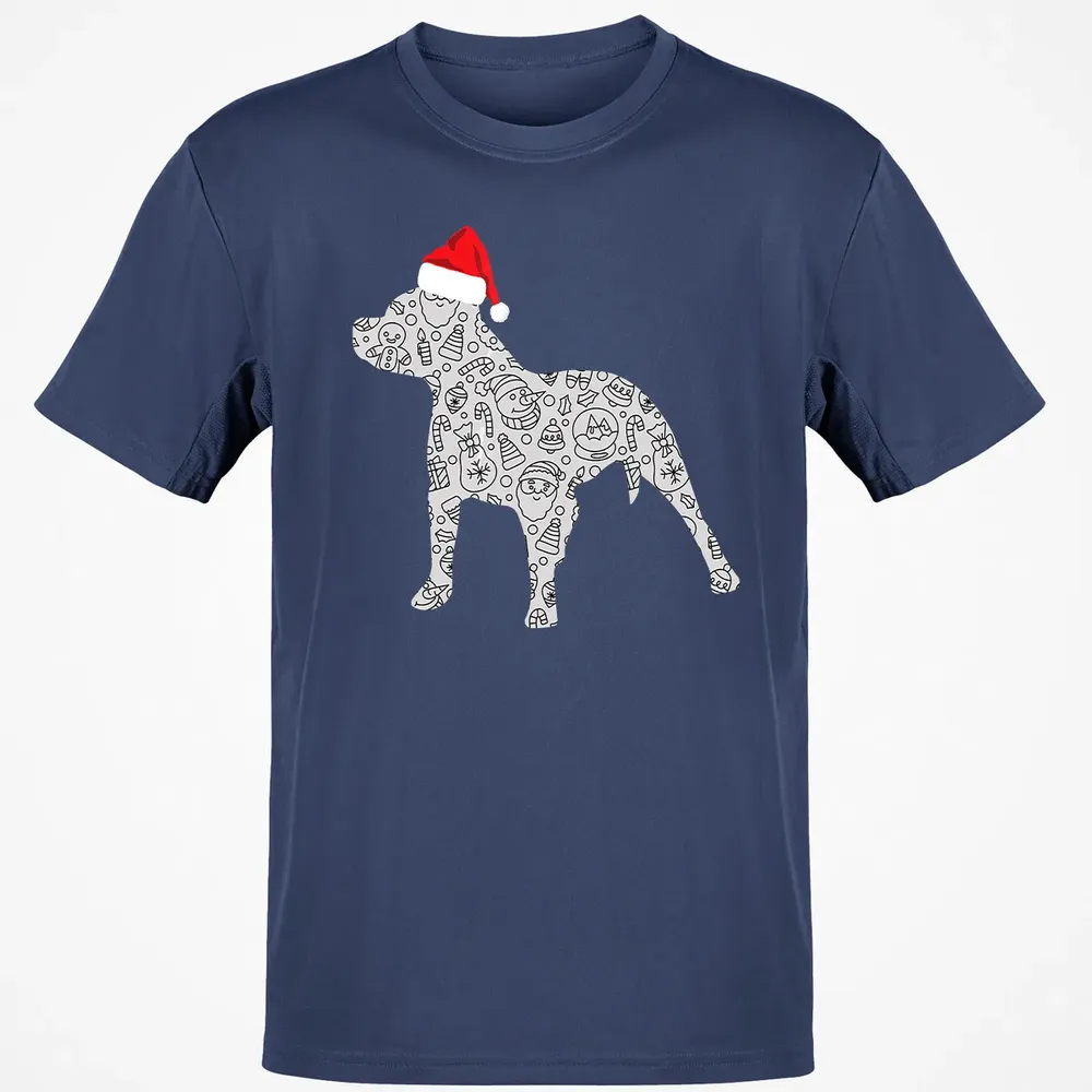 Santa Hat Pitbull Christmas  Dog Lover Christmas Gift Classic Unisex T-Shirt - 8