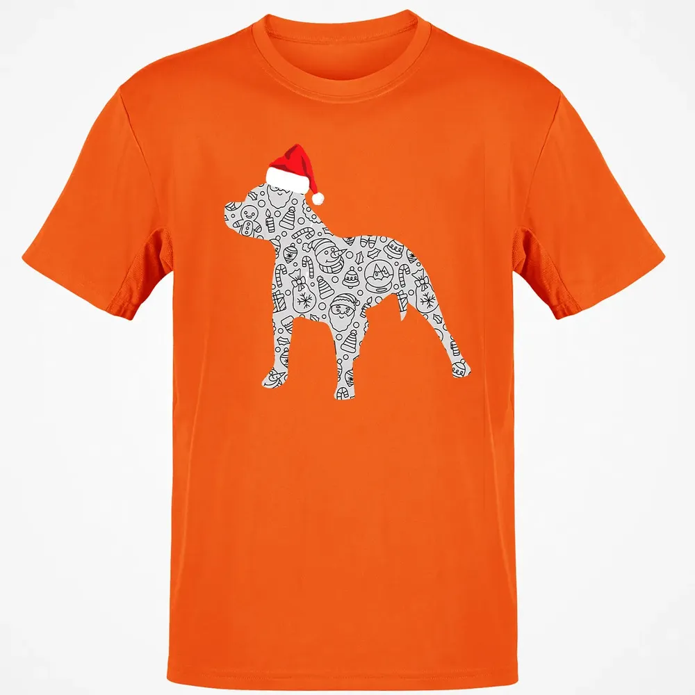Santa Hat Pitbull Christmas  Dog Lover Christmas Gift Classic Unisex T-Shirt - 9