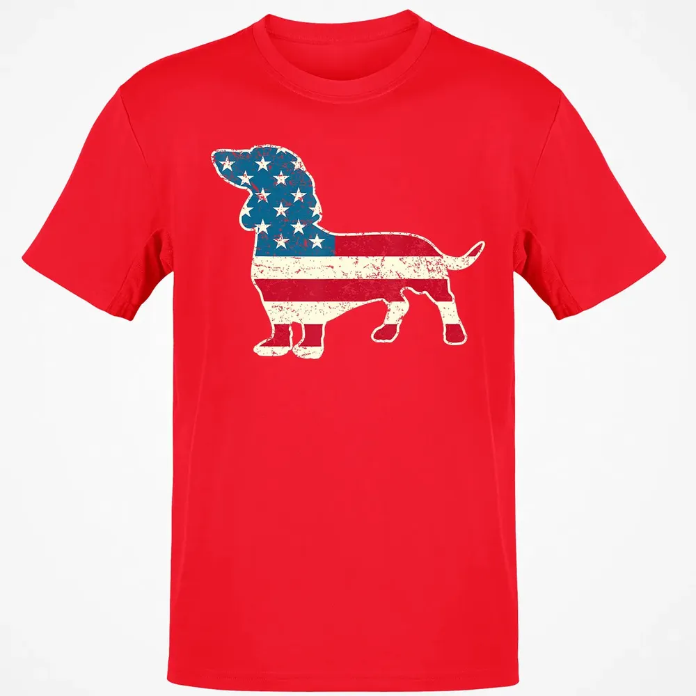 Dachshund 4th of July Dog Lover Gift Men Women American Flag Classic Unisex T-Shirt - 11