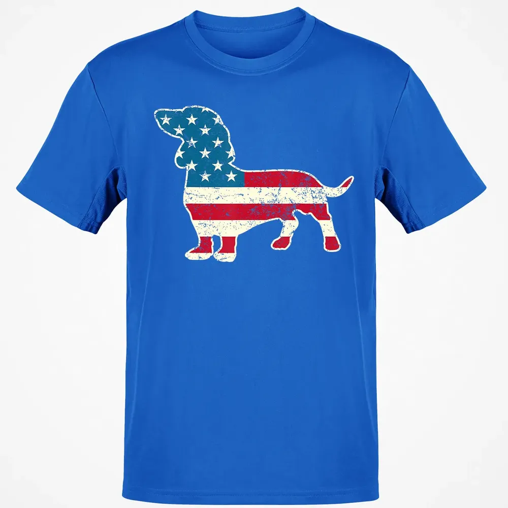 Dachshund 4th of July Dog Lover Gift Men Women American Flag Classic Unisex T-Shirt - 12