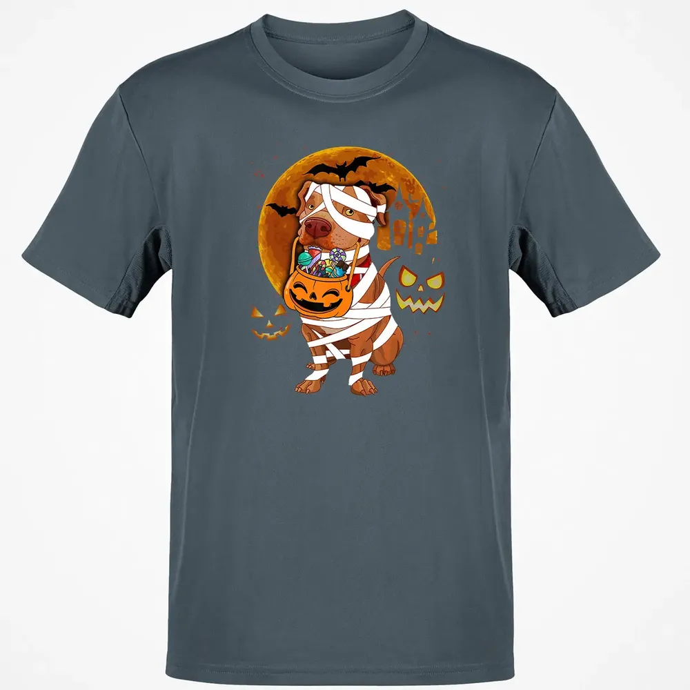 Funny Pitbull Halloween Mummy Boo Dog Classic Unisex T-Shirt - 4