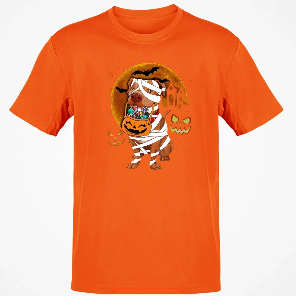 Funny Pitbull Halloween Mummy Boo Dog Classic Unisex T-Shirt - 9