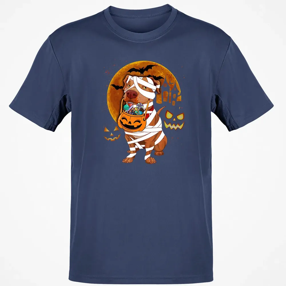Funny Pitbull Halloween Mummy Boo Dog Classic Unisex T-Shirt - 8