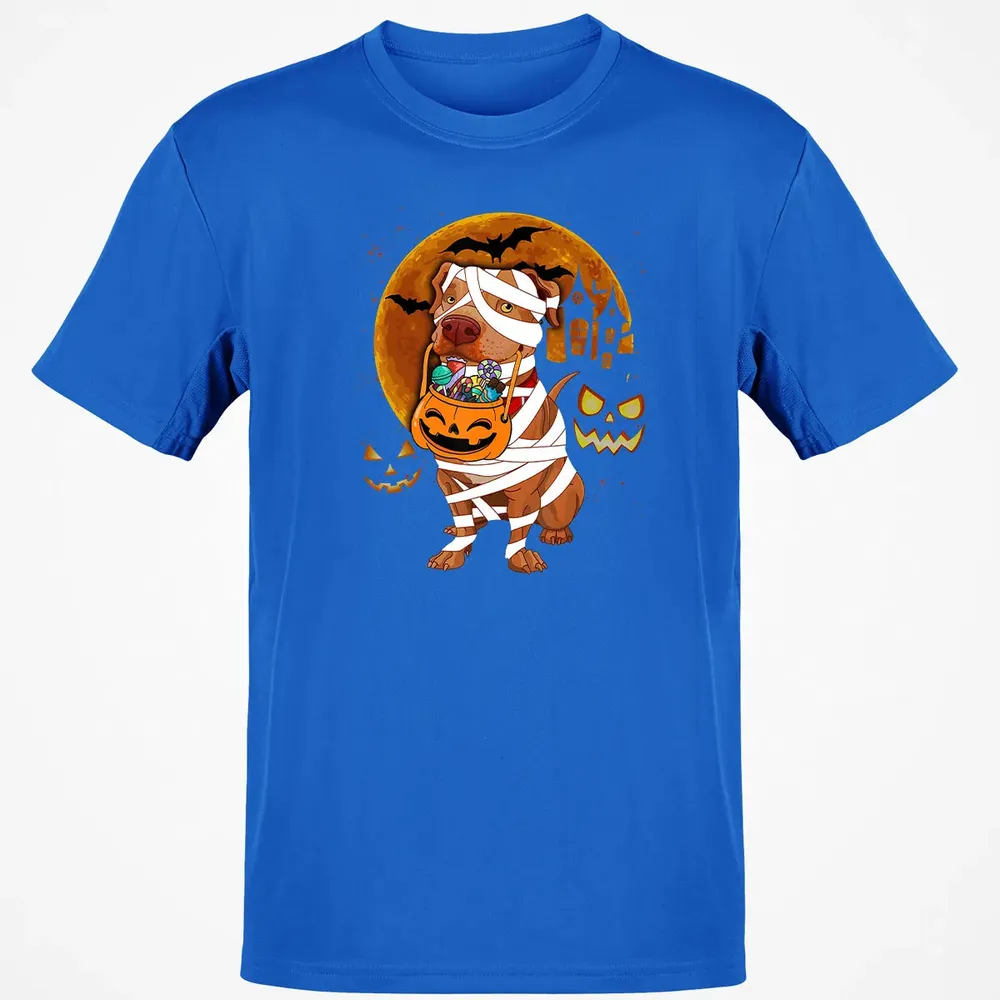 Funny Pitbull Halloween Mummy Boo Dog Classic Unisex T-Shirt - 12