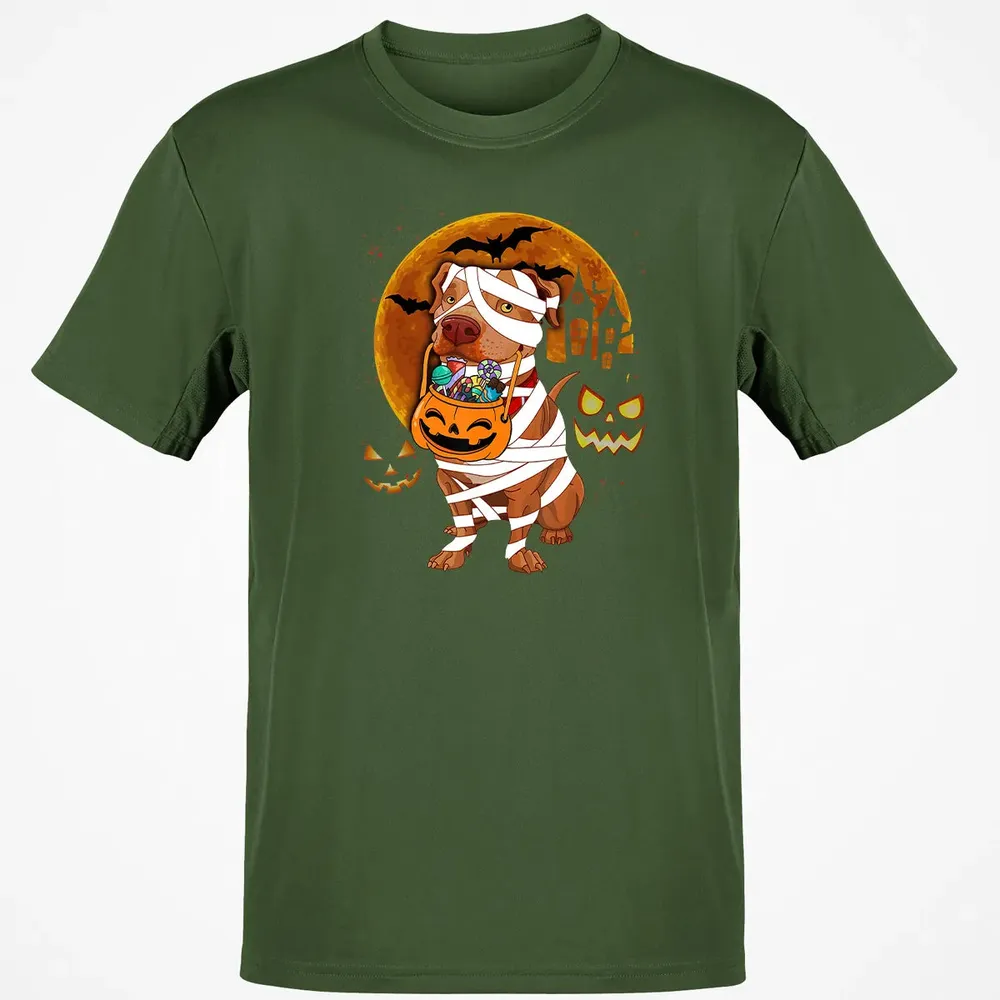 Funny Pitbull Halloween Mummy Boo Dog Classic Unisex T-Shirt - 7