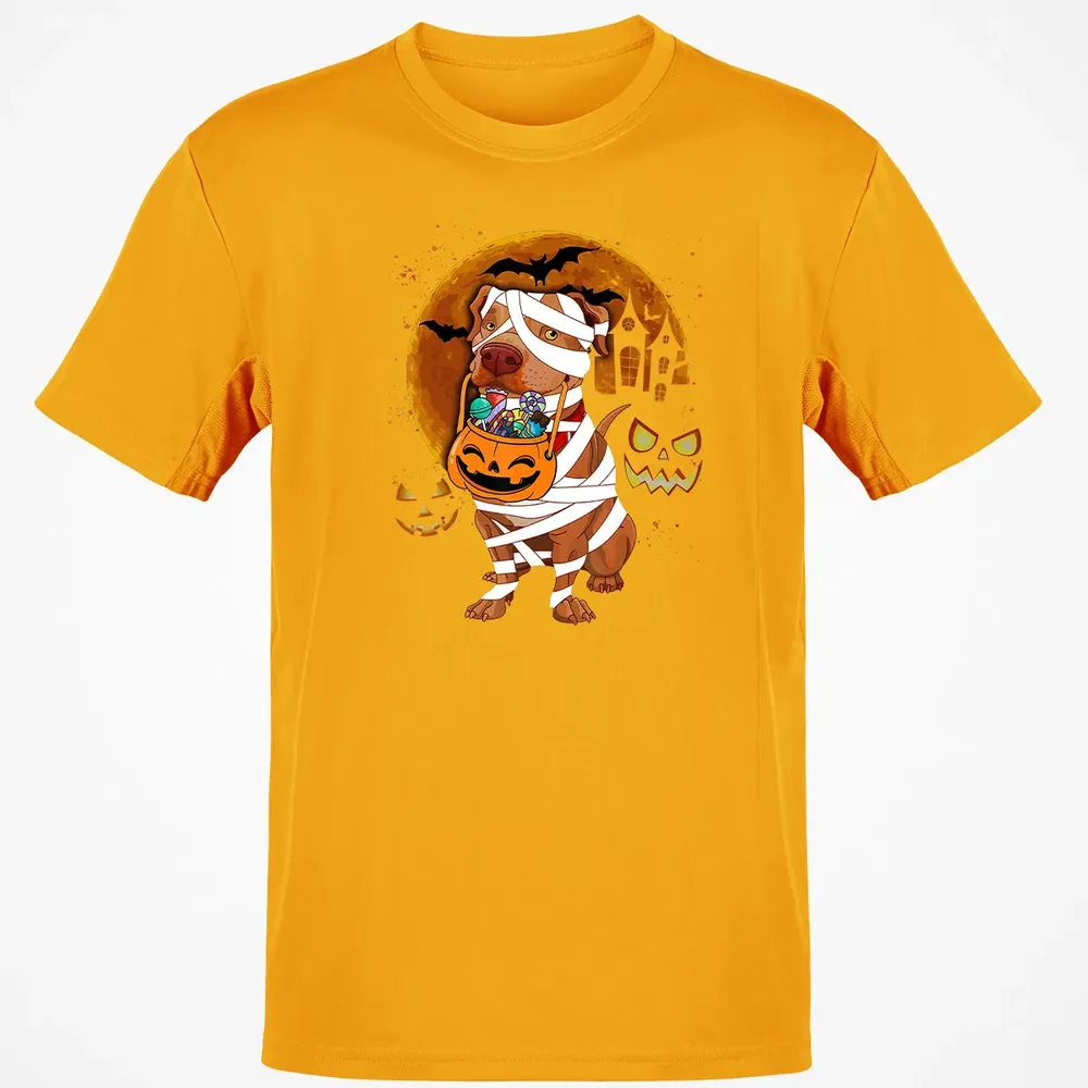 Funny Pitbull Halloween Mummy Boo Dog Classic Unisex T-Shirt - 5