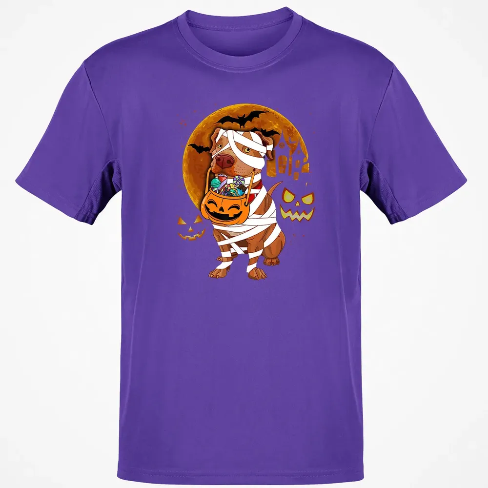 Funny Pitbull Halloween Mummy Boo Dog Classic Unisex T-Shirt - 10