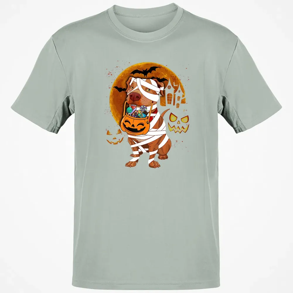 Funny Pitbull Halloween Mummy Boo Dog Classic Unisex T-Shirt - 3