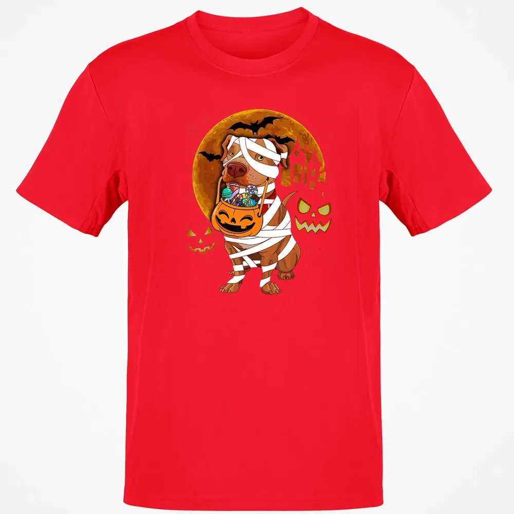 Funny Pitbull Halloween Mummy Boo Dog Classic Unisex T-Shirt - 11