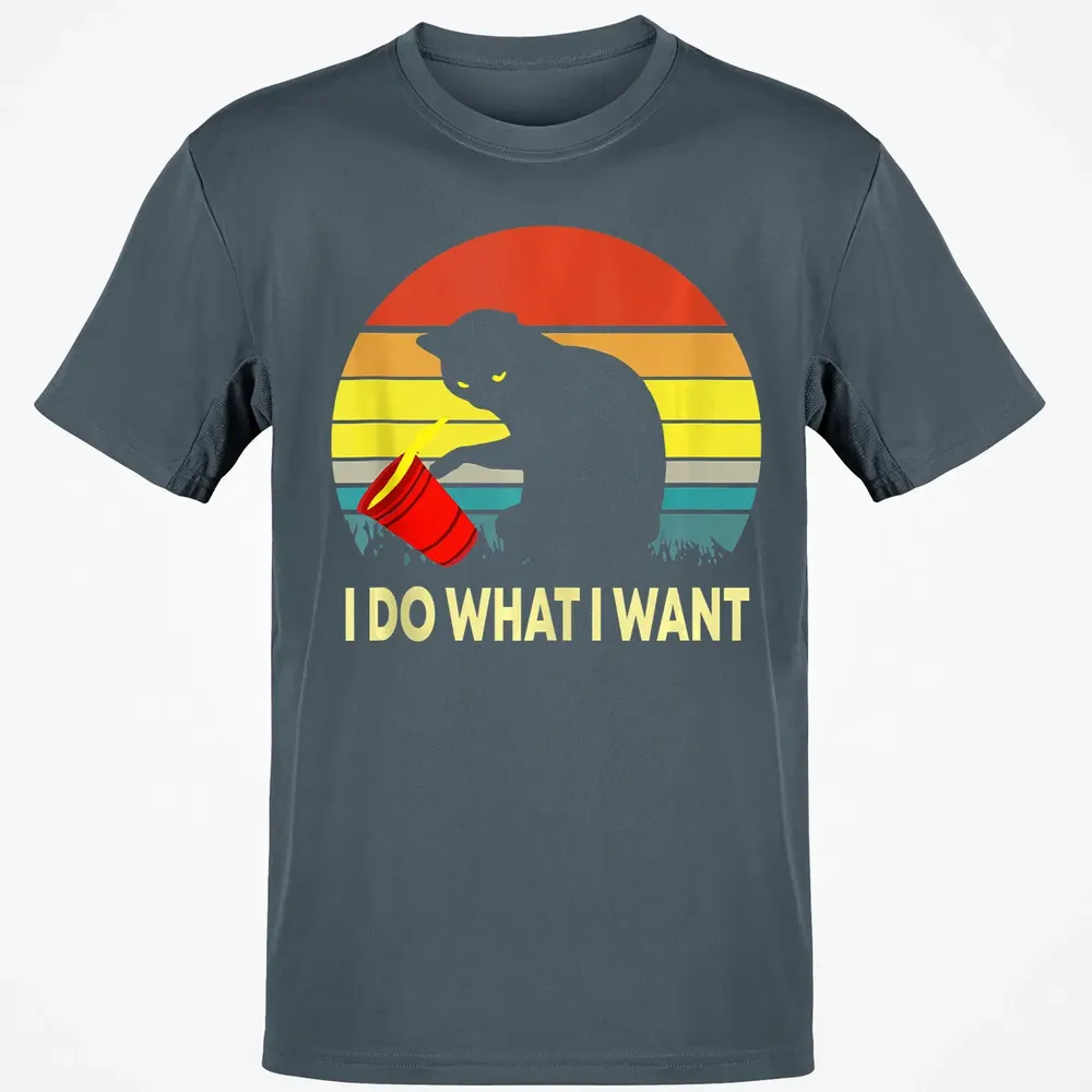 Vintage Sunset I Do What I Want Cat Classic Unisex T-Shirt - 4