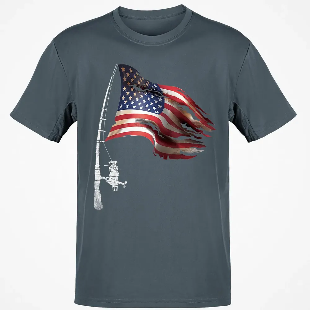 Fishing American Flag Fisherman Patriotic day 4th of July Classic Unisex T-Shirt - 4