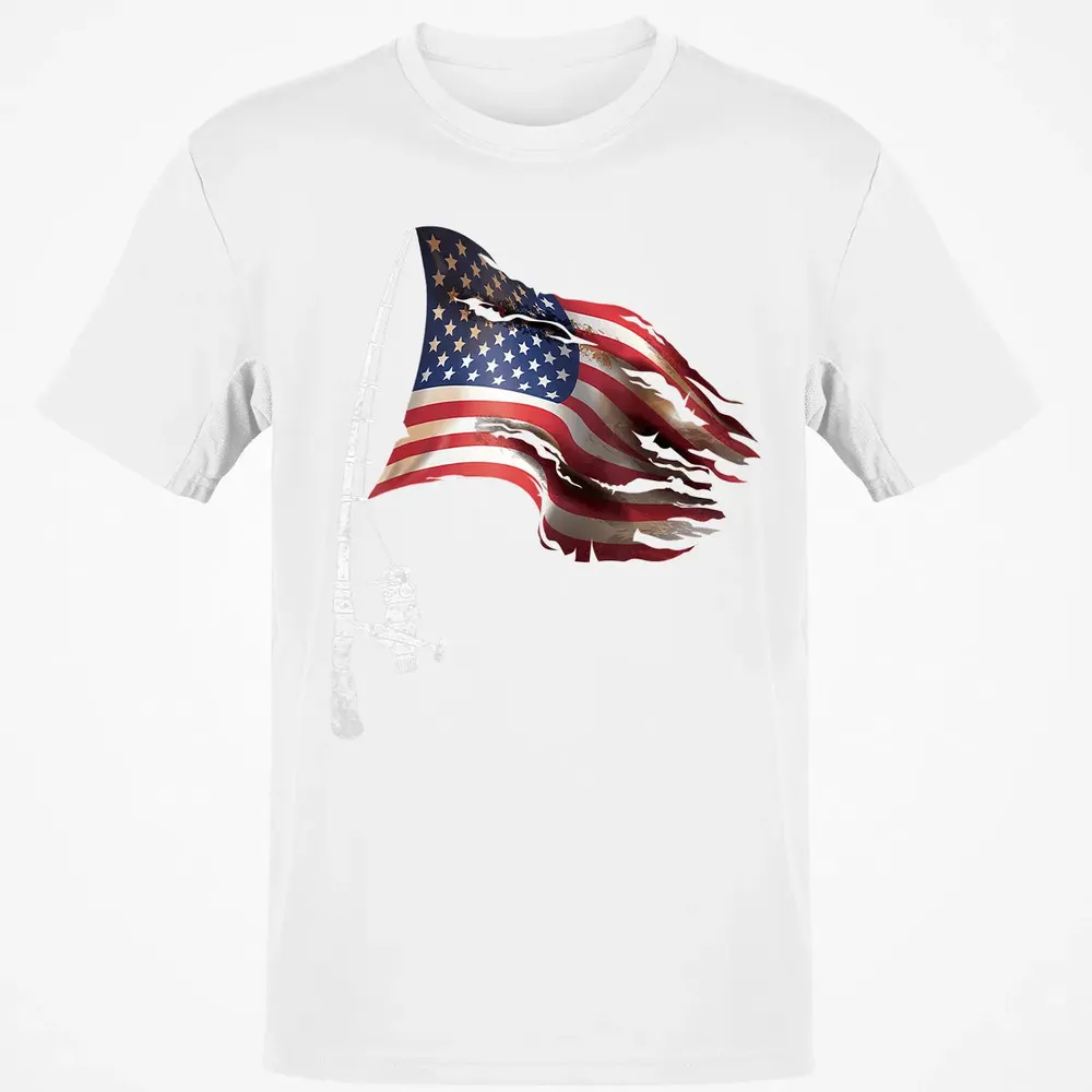 Fishing American Flag Fisherman Patriotic day 4th of July Classic Unisex T-Shirt - 13