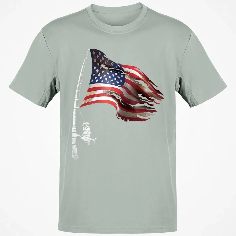 Fishing American Flag Fisherman Patriotic day 4th of July Classic Unisex T-Shirt - 3