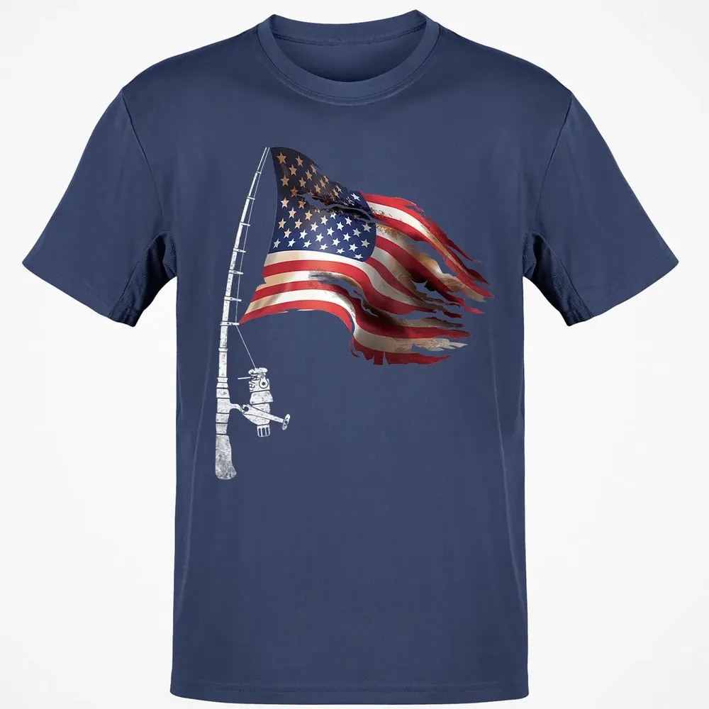Fishing American Flag Fisherman Patriotic day 4th of July Classic Unisex T-Shirt - 8