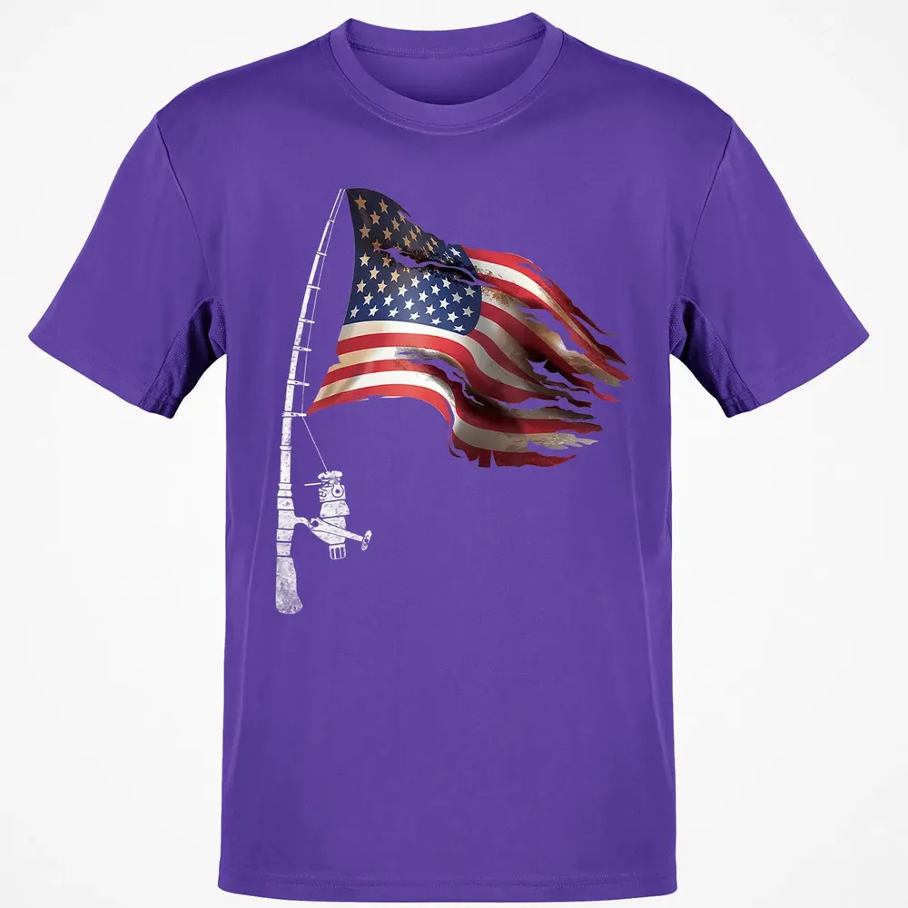 Fishing American Flag Fisherman Patriotic day 4th of July Classic Unisex T-Shirt - 10