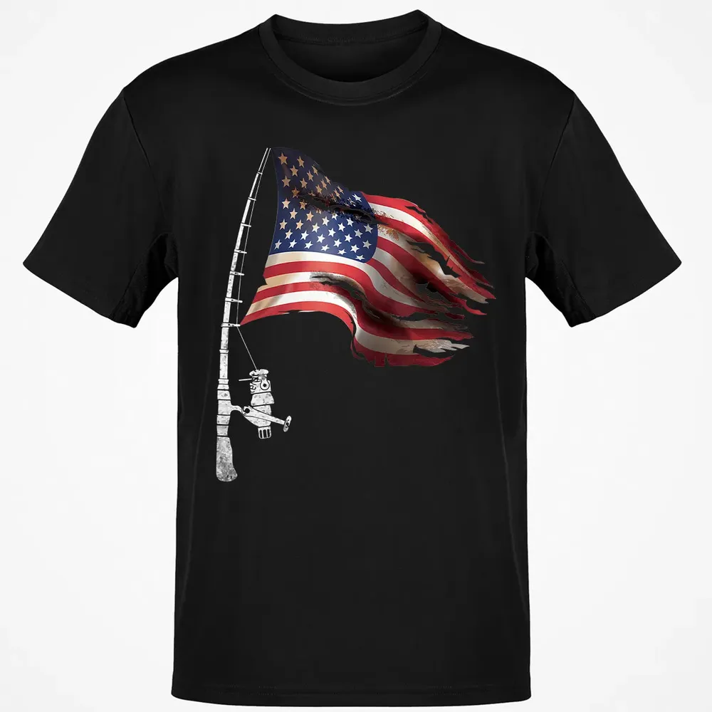 Fishing American Flag Fisherman Patriotic day 4th of July Classic Unisex T-Shirt - 2