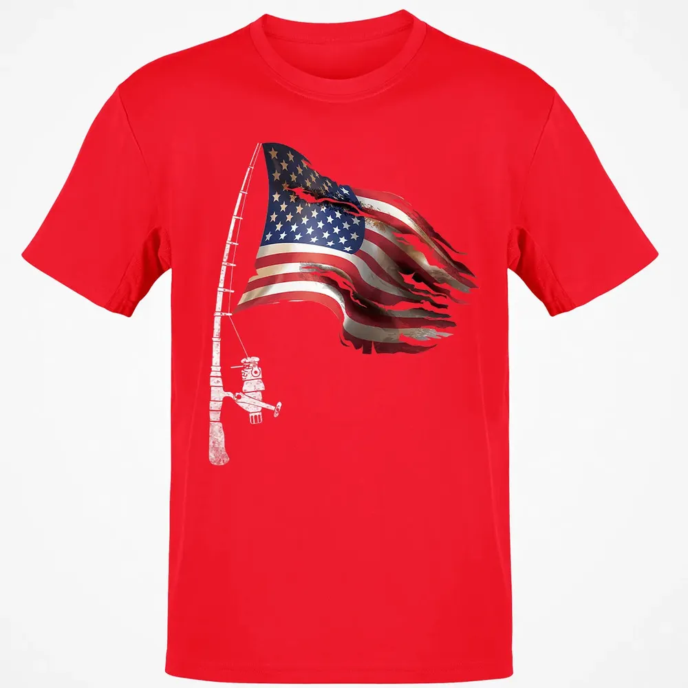 Fishing American Flag Fisherman Patriotic day 4th of July Classic Unisex T-Shirt - 11