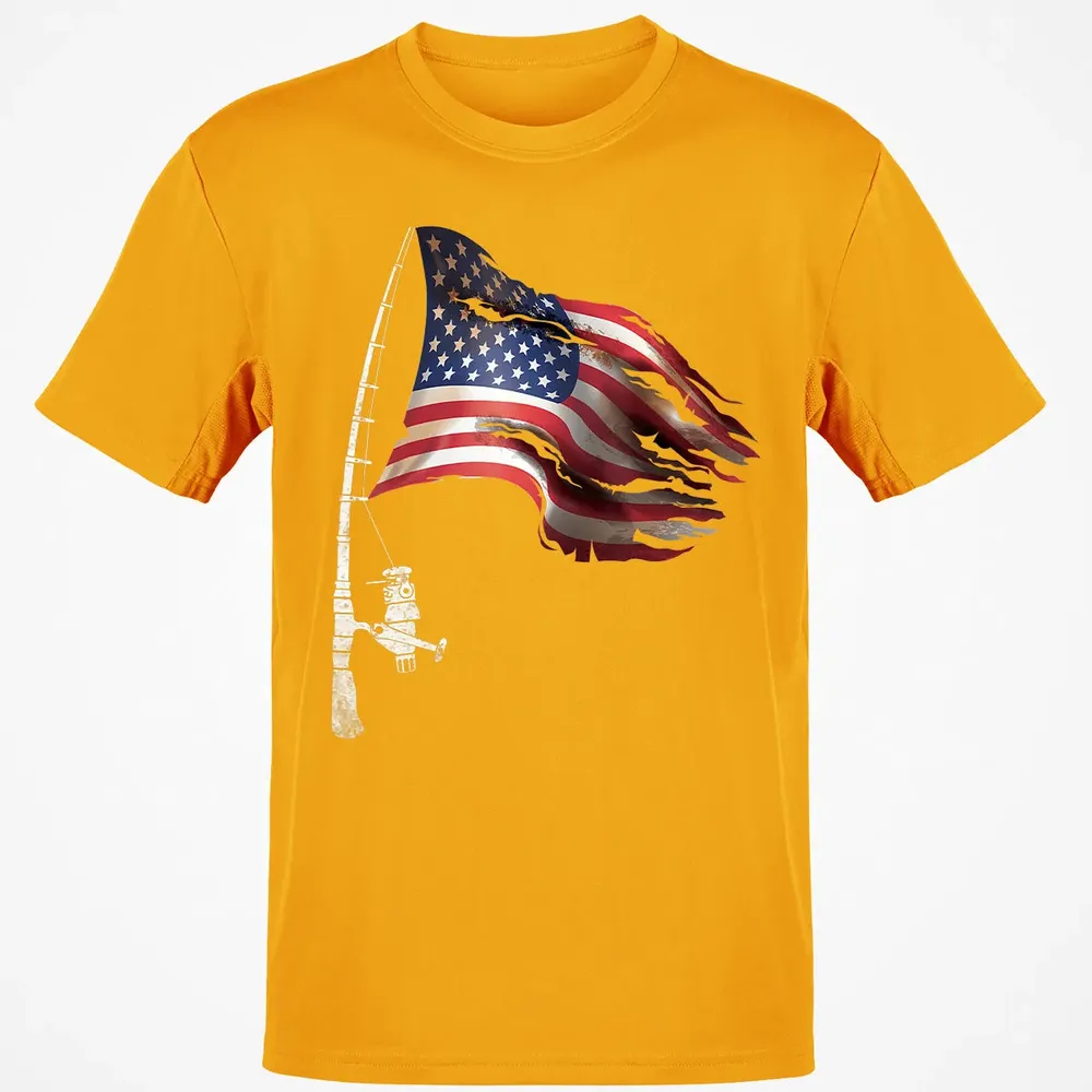 Fishing American Flag Fisherman Patriotic day 4th of July Classic Unisex T-Shirt - 5