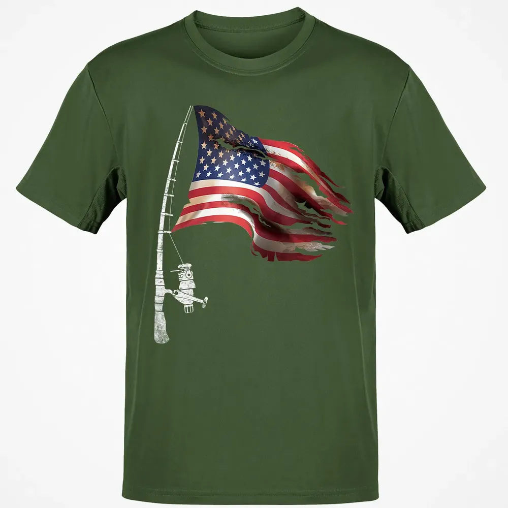 Fishing American Flag Fisherman Patriotic day 4th of July Classic Unisex T-Shirt - 7