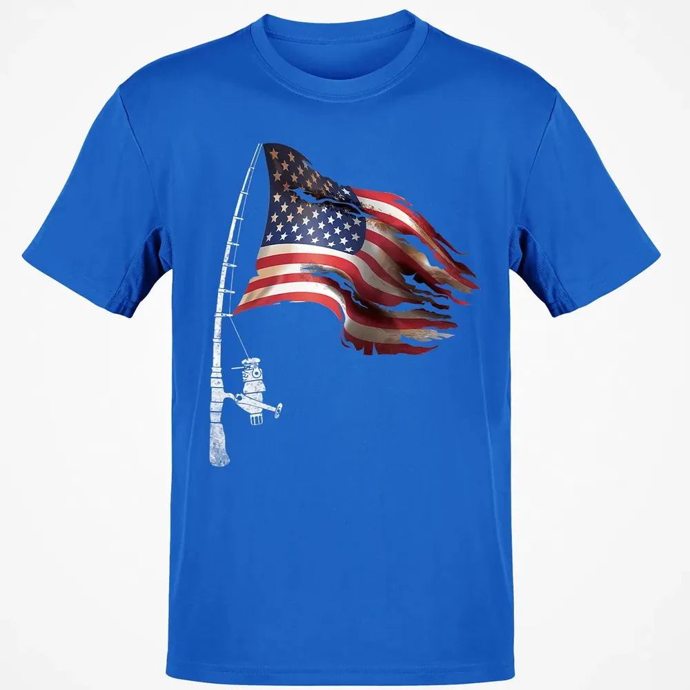 Fishing American Flag Fisherman Patriotic day 4th of July Classic Unisex T-Shirt - 12