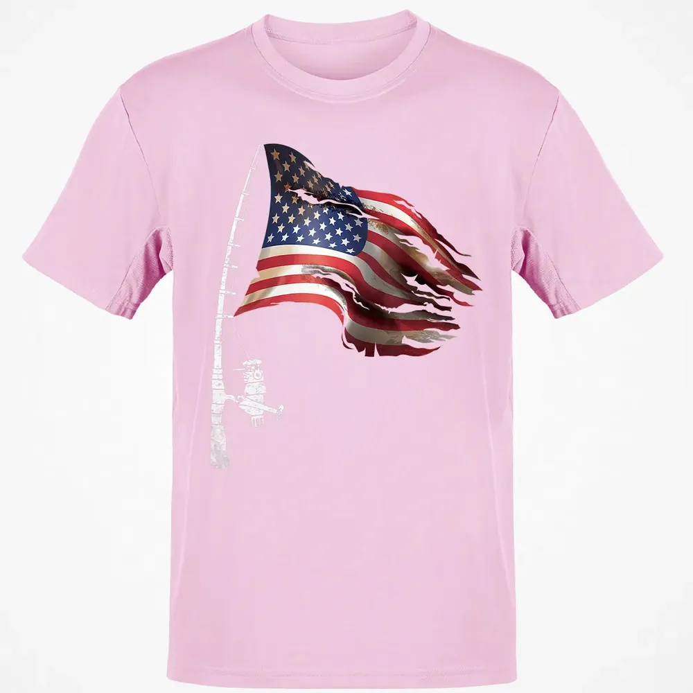 Fishing American Flag Fisherman Patriotic day 4th of July Classic Unisex T-Shirt - 6