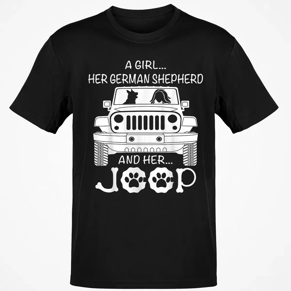 Her Jeep And Her German Shepherd Dog Classic Unisex T-Shirt - 2