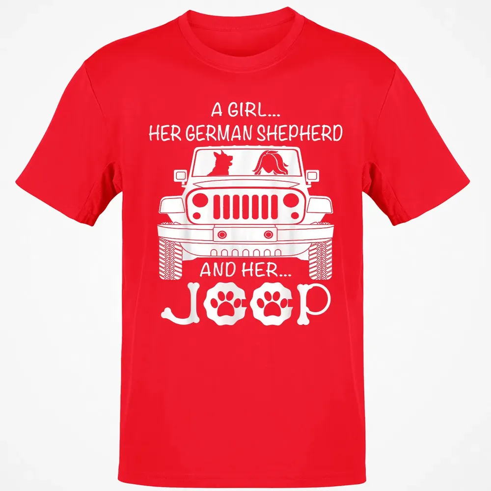 Her Jeep And Her German Shepherd Dog Classic Unisex T-Shirt - 11