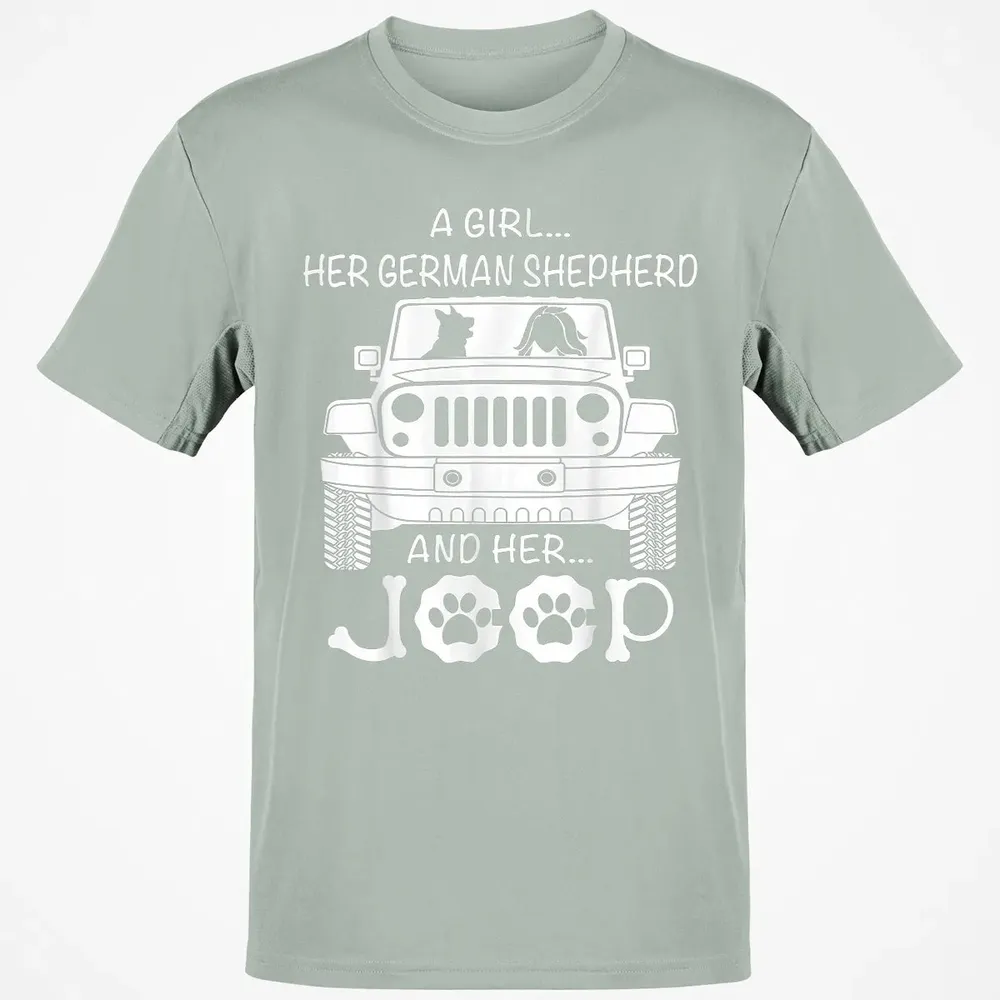 Her Jeep And Her German Shepherd Dog Classic Unisex T-Shirt - 3