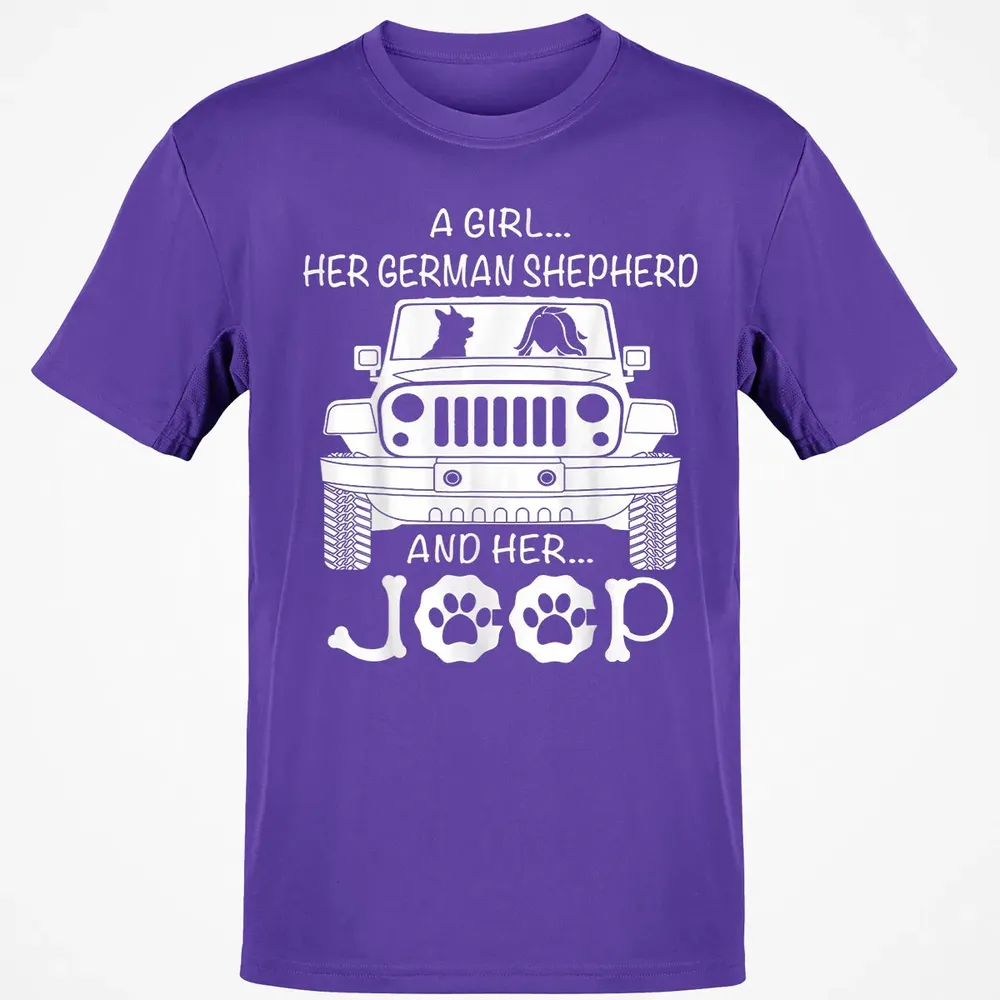 Her Jeep And Her German Shepherd Dog Classic Unisex T-Shirt - 10