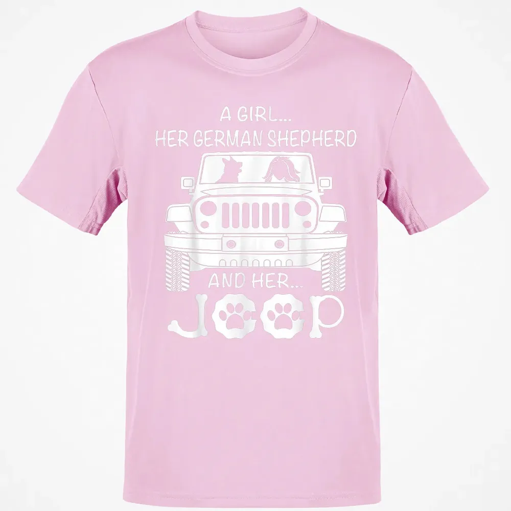 Her Jeep And Her German Shepherd Dog Classic Unisex T-Shirt - 6