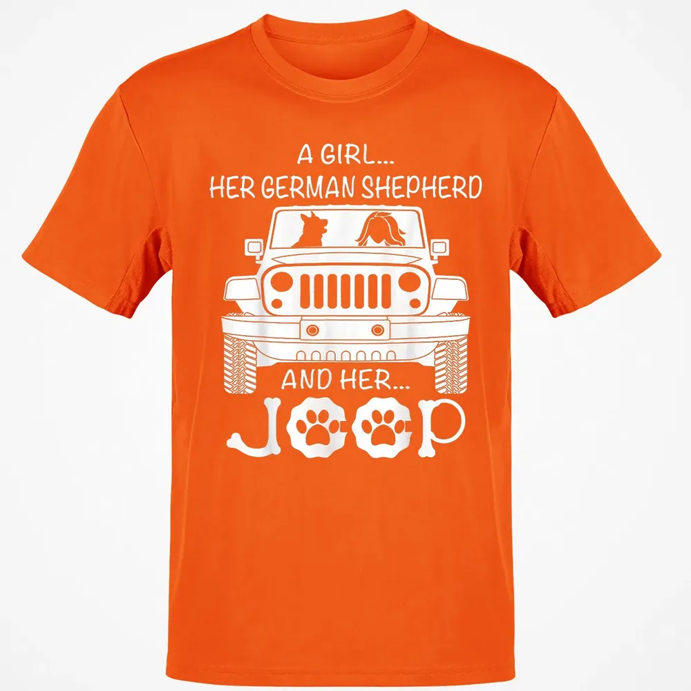 Her Jeep And Her German Shepherd Dog Classic Unisex T-Shirt - 9