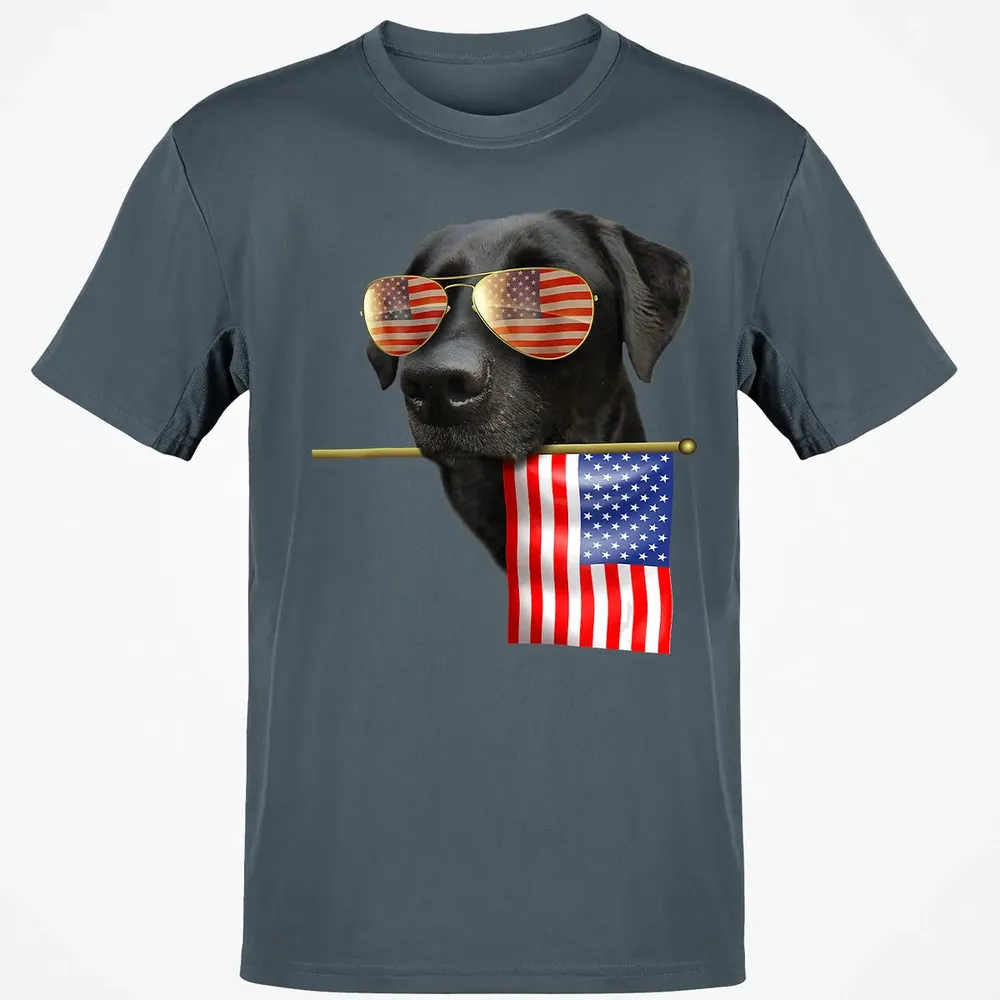 4th of July  Fun American Flag Labrador Dog Lover Gift Classic Unisex T-Shirt - 4