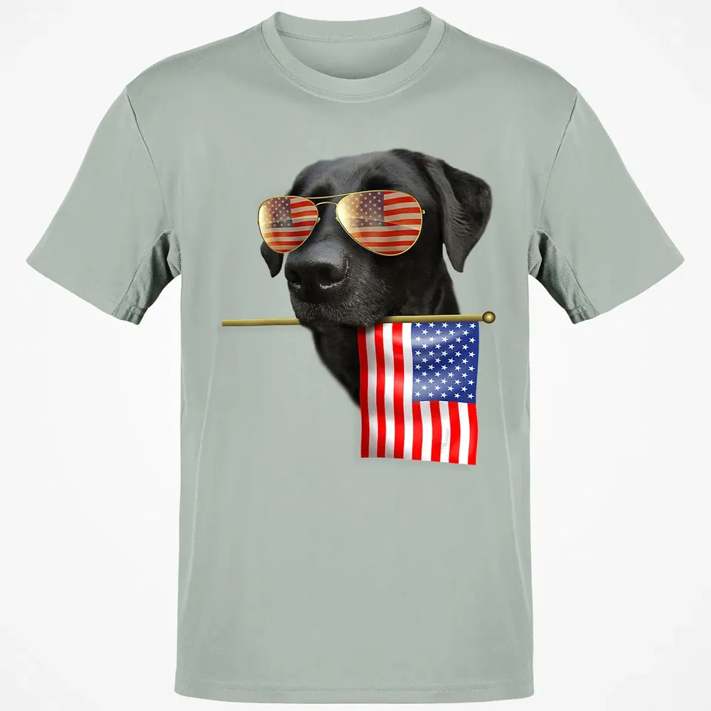 4th of July  Fun American Flag Labrador Dog Lover Gift Classic Unisex T-Shirt - 3