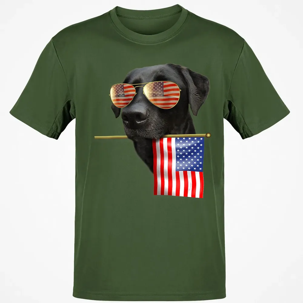4th of July  Fun American Flag Labrador Dog Lover Gift Classic Unisex T-Shirt - 7