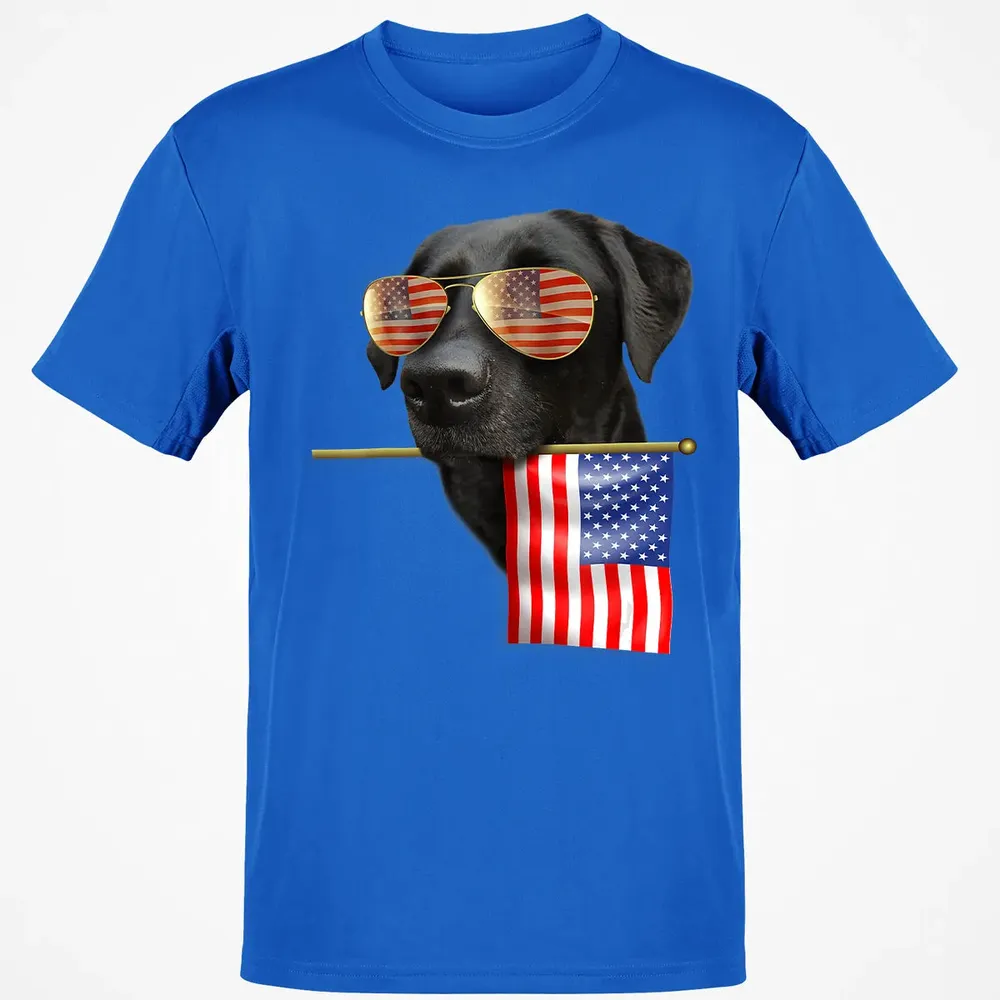4th of July  Fun American Flag Labrador Dog Lover Gift Classic Unisex T-Shirt - 12