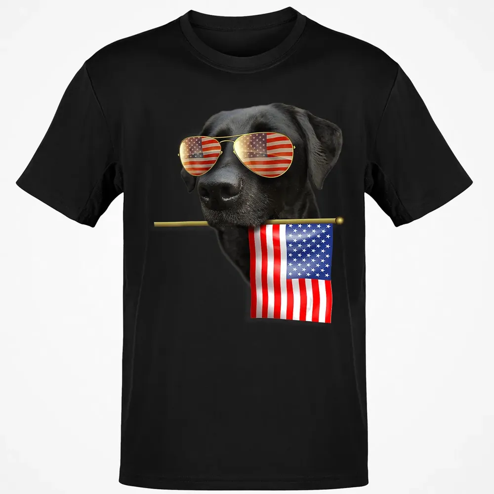 4th of July  Fun American Flag Labrador Dog Lover Gift Classic Unisex T-Shirt - 2