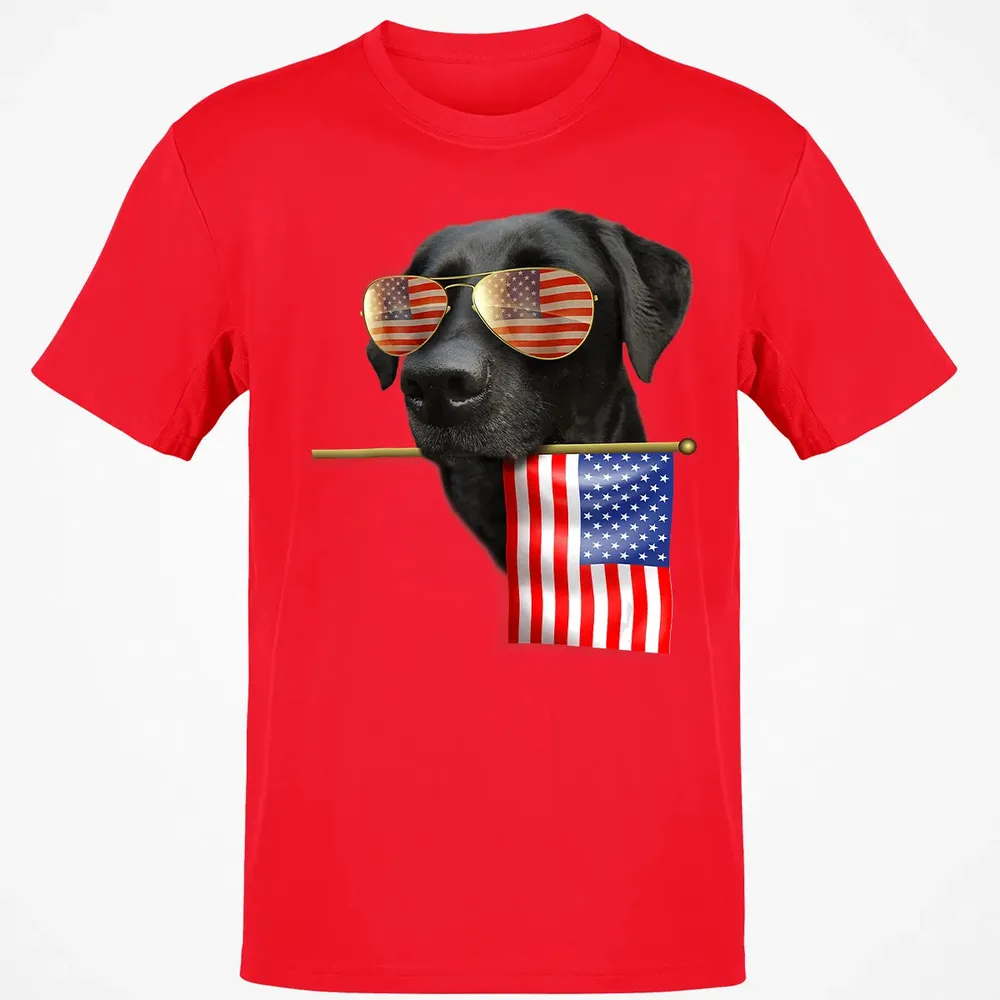 4th of July  Fun American Flag Labrador Dog Lover Gift Classic Unisex T-Shirt - 11
