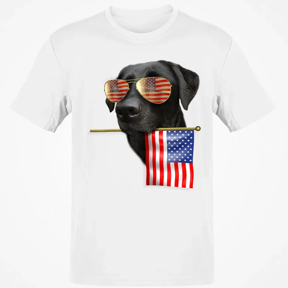 4th of July  Fun American Flag Labrador Dog Lover Gift Classic Unisex T-Shirt - 13