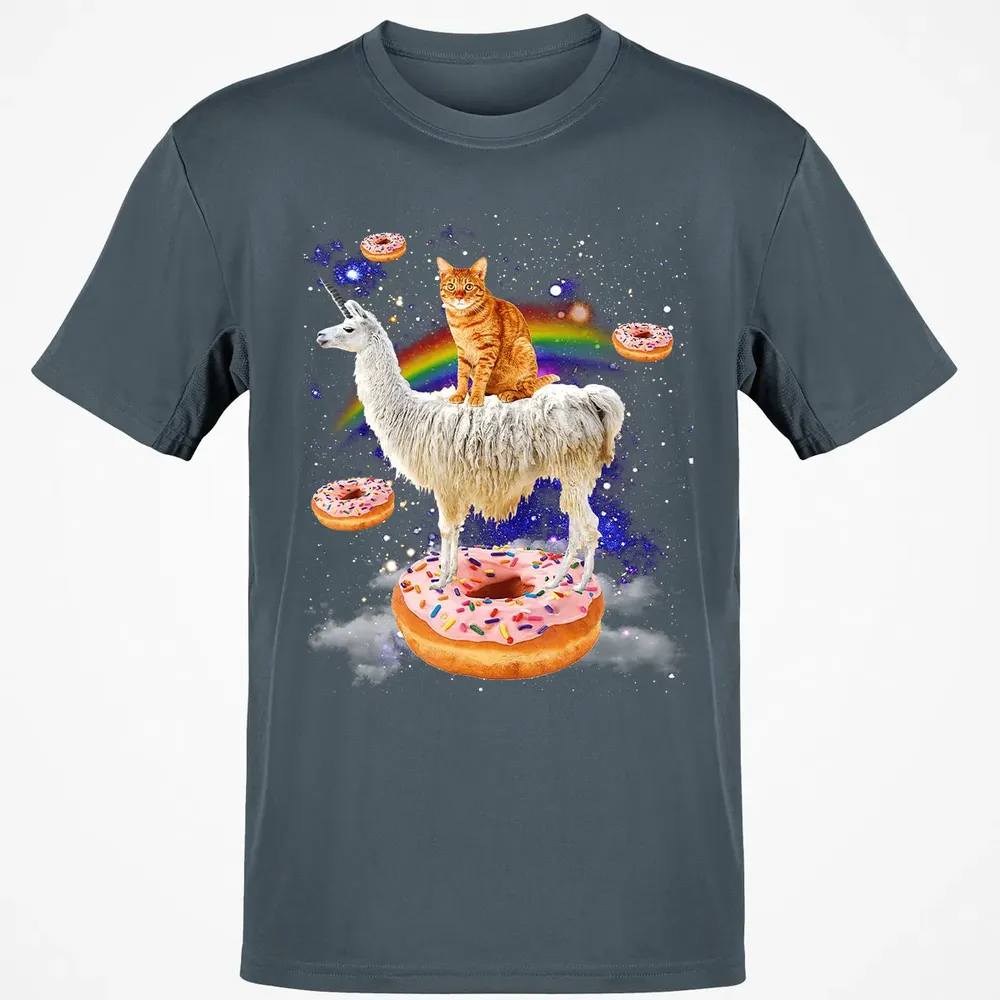 Space Cat Riding Llama and Donuts Galaxy Funny Cat Classic Unisex T-Shirt - 4