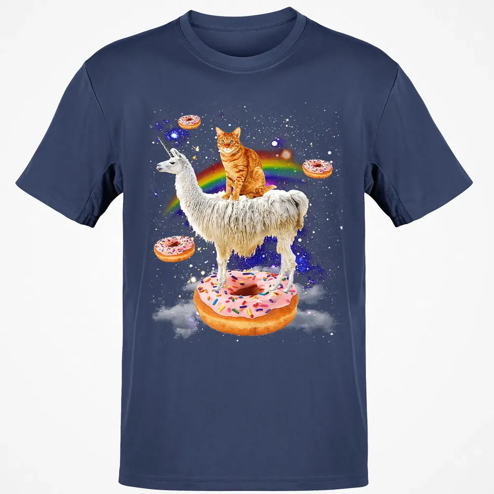 Space Cat Riding Llama and Donuts Galaxy Funny Cat Classic Unisex T-Shirt - 8