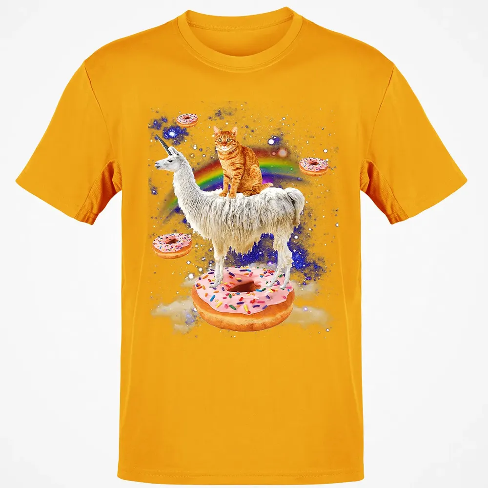 Space Cat Riding Llama and Donuts Galaxy Funny Cat Classic Unisex T-Shirt - 5