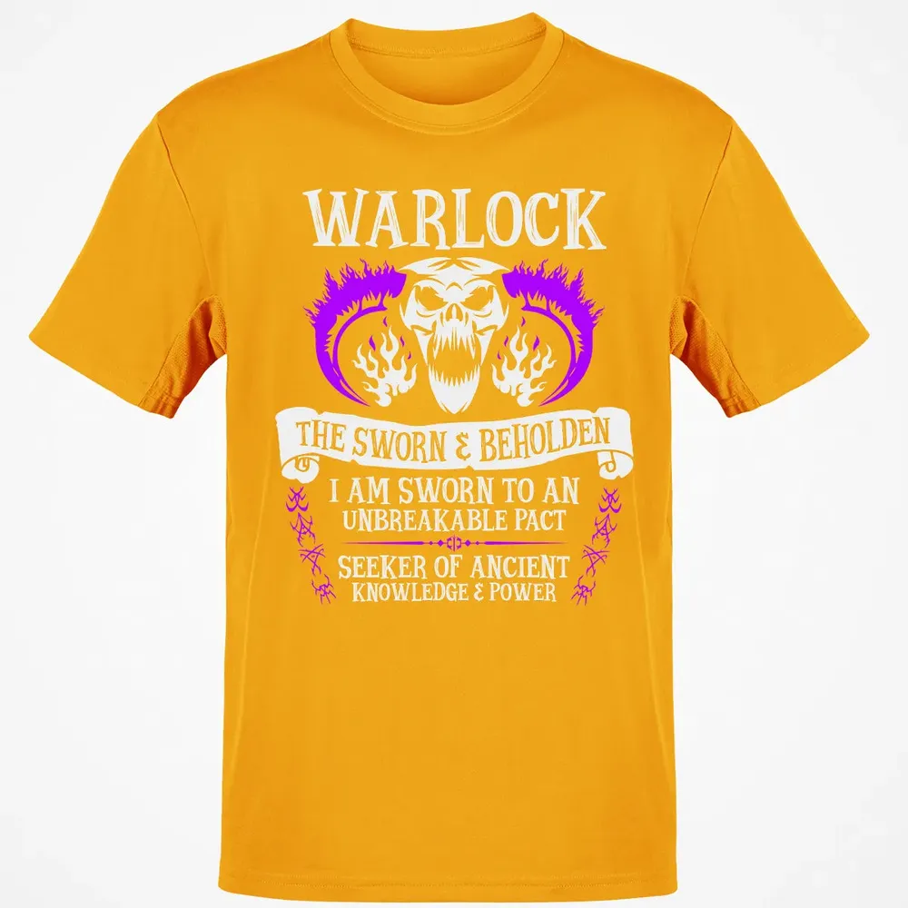 WARLOCK, THE SWORN AND BEHOLDEN   (White Text) Classic Unisex T-Shirt - 5
